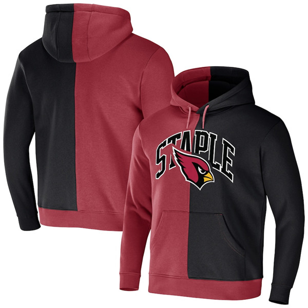 Arizona Cardinals Red Black Split Logo Pullover Hoodie
